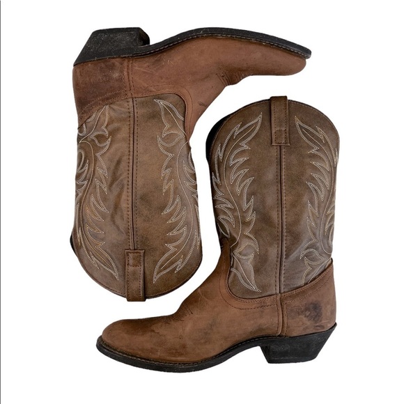 Laredo Women’s Kadi Brown Leather Western Cowboy Boots - Picture 3 of 16